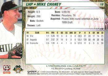 2001 Choice Lynchburg Hillcats #18 Mike Chaney Back