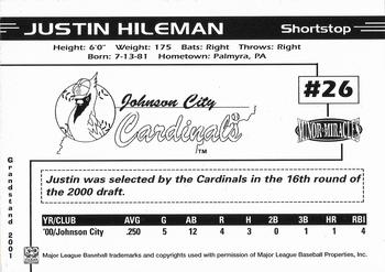 2001 Grandstand Johnson City Cardinals #NNO Justin Hileman Back