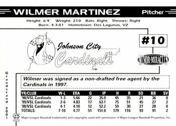 2001 Grandstand Johnson City Cardinals #NNO Wilmer Martinez Back