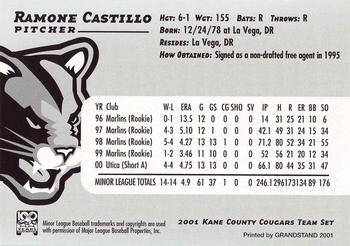 2001 Grandstand Kane County Cougars #5 Ramon Castillo Back