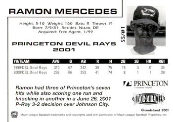 2001 Grandstand Princeton Devil Rays #NNO Anselmo Mercedes Back