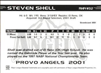 2001 Grandstand Provo Angels #32 Steven Shell Back
