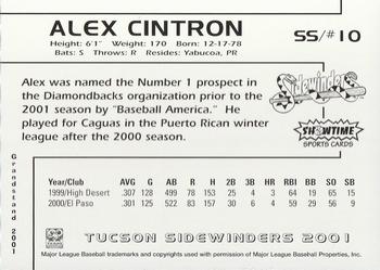 2001 Grandstand Tucson Sidewinders #NNO Alex Cintron Back