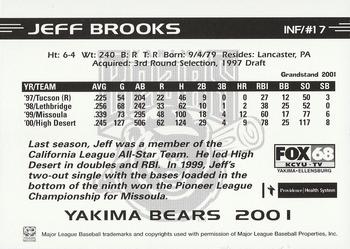 2001 Grandstand Yakima Bears #NNO Jeff Brooks Back