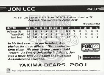 2001 Grandstand Yakima Bears #NNO Jon Lee Back
