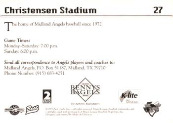 1997 Best Midland Angels #27 Christensen Stadium Back