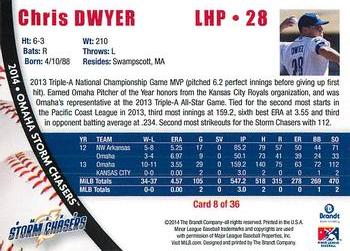 2014 Brandt Omaha Storm Chasers #8 Chris Dwyer Back
