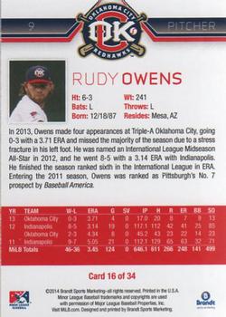2014 Brandt Oklahoma City RedHawks #16 Rudy Owens Back