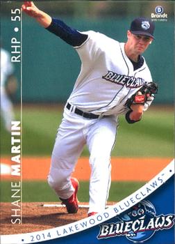 2014 Brandt Lakewood BlueClaws #16 Shane Martin Front