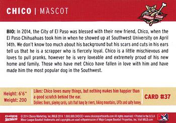 2014 Choice El Paso Chihuahuas #37 Chico Back