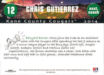 2014 Grandstand Kane County Cougars #NNO Chris Gutierrez Back