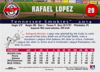 2014 Grandstand Tennessee Smokies #NNO Rafael Lopez Back