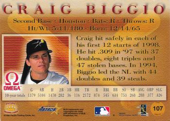 1998 Pacific Omega - Red #107 Craig Biggio Back