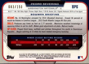 2015 Bowman - Prospects Blue #BP6 Pedro Severino Back