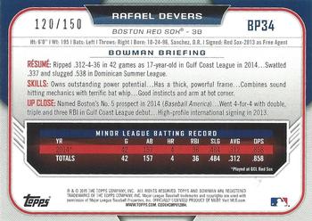 2015 Bowman - Prospects Blue #BP34 Rafael Devers Back