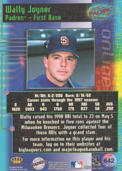 1998 Pacific Online - Red #642 Wally Joyner Back