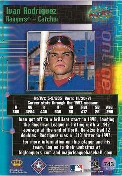 1998 Pacific Online - Red #743 Ivan Rodriguez Back