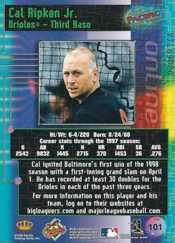 1998 Pacific Online - Web Cards #101 Cal Ripken Jr. Back
