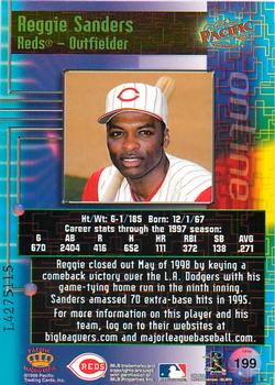 1998 Pacific Online - Web Cards #199 Reggie Sanders Back