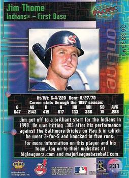 1998 Pacific Online - Web Cards #231 Jim Thome Back