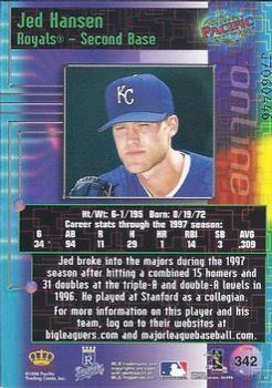 1998 Pacific Online - Web Cards #342 Jed Hansen Back