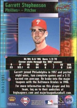 1998 Pacific Online - Web Cards #575 Garrett Stephenson Back