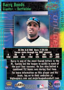 1998 Pacific Online - Web Cards #655 Barry Bonds Back