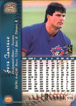 1998 Pacific Paramount #110 Jose Canseco Back