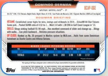 2015 Bowman - Chrome Prospect Autographs #BCAP-DGE Domingo German Back
