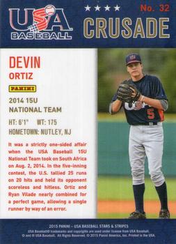 2015 Panini USA Baseball Stars & Stripes - Crusade Blue #32 Devin Ortiz Back