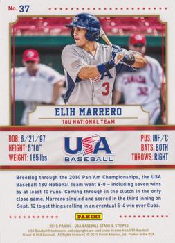 2015 Panini USA Baseball Stars & Stripes - Longevity #37 Elih Marrero Back