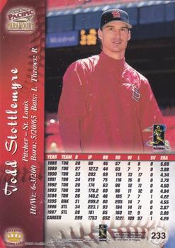 1998 Pacific Paramount - Red #233 Todd Stottlemyre Back