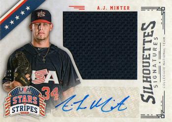 2015 Panini USA Baseball Stars & Stripes - Silhouettes Signature Jerseys #2 A.J. Minter Front