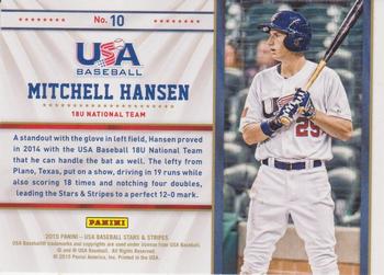 2015 Panini USA Baseball Stars & Stripes - Statistical Standouts #10 Mitchell Hansen Back