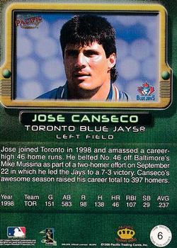 1998 Pacific Home Run Heroes #6 Jose Canseco Back
