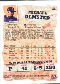 2012 Choice Salem Red Sox #11 Michael Olmsted Back