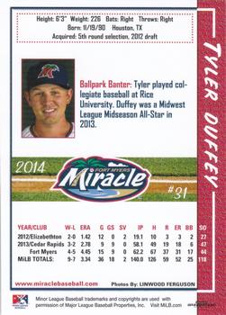 2014 Grandstand Fort Myers Miracle #NNO Tyler Duffey Back