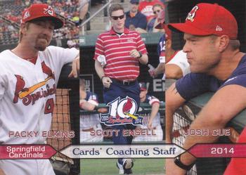 2014 Grandstand Springfield Cardinals SGA #NNO Coaching Staff (Packy Elkins / Scott Ensell / Josh Cue) Front