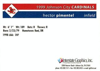 1999 Johnson City Cardinals #NNO Hector Pimentel Back
