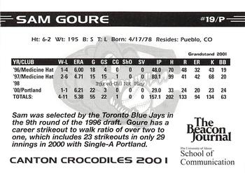 2001 Grandstand Canton Crocodiles #NNO Sam Goure Back
