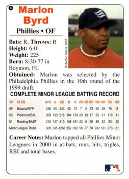 2001 Arizona Fall League Prospects #3 Marlon Byrd Back