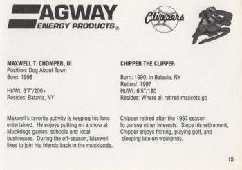 2001 Agway Batavia Muckdogs 1990s Stars #15 Maxwell T. Chomper III / Chipper The Clipper Back