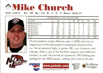 2001 Warning Track New Jersey Jackals #9 Mike Church Back