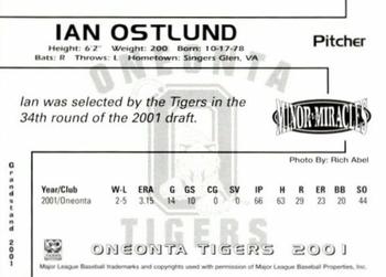 2001 Grandstand Oneonta Tigers #NNO Ian Ostlund Back