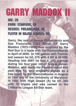 2001 Dunkin' Donuts Pawtucket Red Sox #NNO Garry Maddox Jr. Back