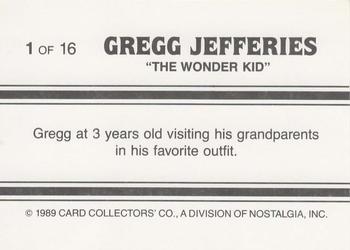 1989 Card Collectors Gregg Jefferies Wonder Kid #1 Gregg Jefferies  Back