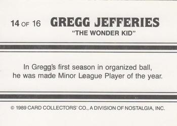 1989 Card Collectors Gregg Jefferies Wonder Kid #14 Gregg Jefferies  Back