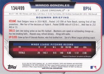 2015 Bowman - Prospects Silver #BP14 Marco Gonzales Back