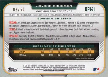 2015 Bowman - Prospects Gold #BP141 Jaycob Brugman Back