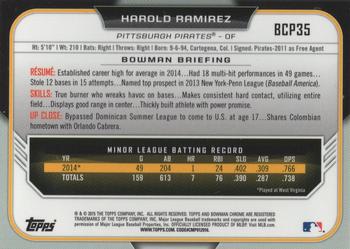 2015 Bowman - Chrome Prospects Orange Wave Refractors #BCP35 Harold Ramirez Back